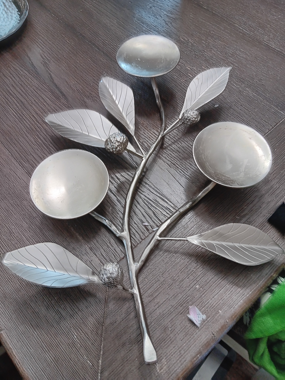 Crate&Barrel Silver Leaf Branch Candle Holder
